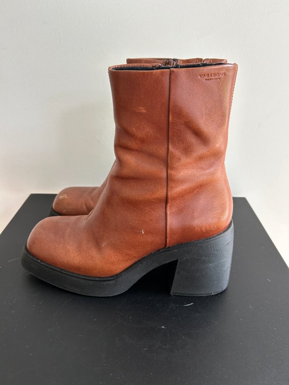 Vagabond Brooke Platform Ankle Boots Cognac Leather Size 38 - Picture 3 of 7